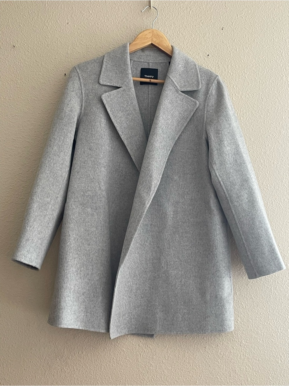 Theory Clairene Open Front Wool Cashmere Blend Jacket Blazer Grey - Picture 2 of 12